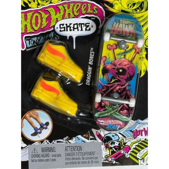 Tony Hawk Hot Wheels Skate Dragon Bones Fingerboard Yellow Shoes New 2022 - Picture 2 of 3